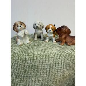 Vintage Homco Dog Figurines Set 4 Puppies Dalmatian Beagle Decor